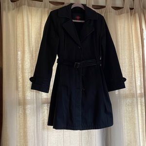 Gallery Black Trench Coat Size L